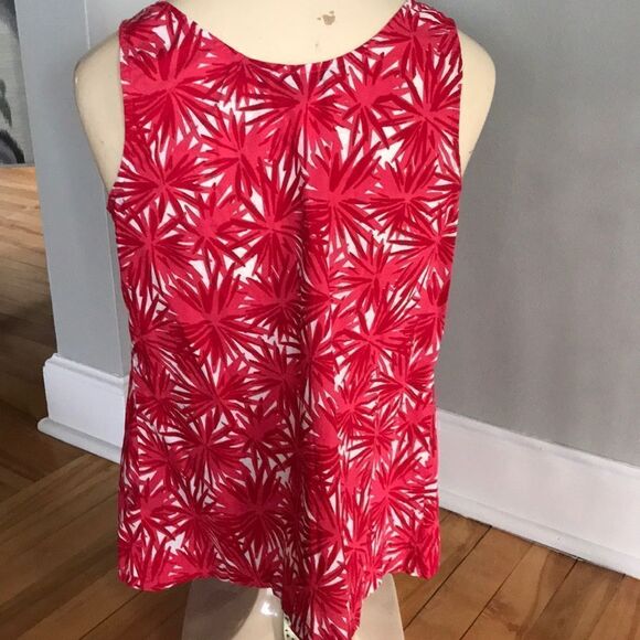 Boden red shades flower pattern beaded cotton top - Picture 5 of 5